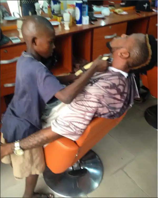 Meet 10-Year-Old Olalekan Who Makes N5,000 Daily From Barbing 